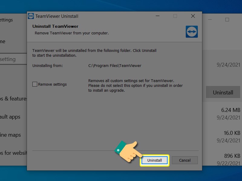 Xác nhận gỡ cài đặt Xác nhận gỡ cài đặt