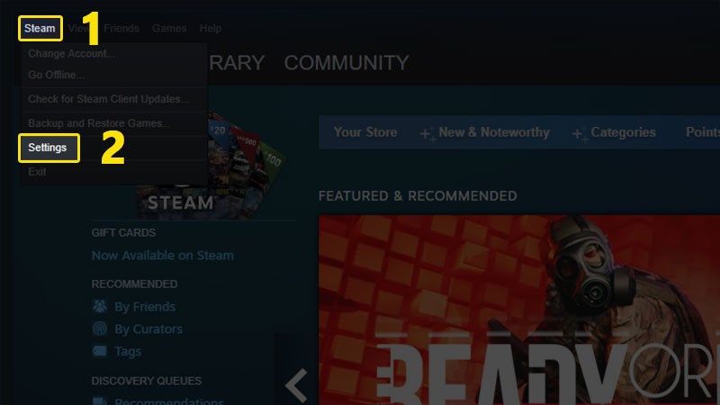 Chọn Steam > Settings