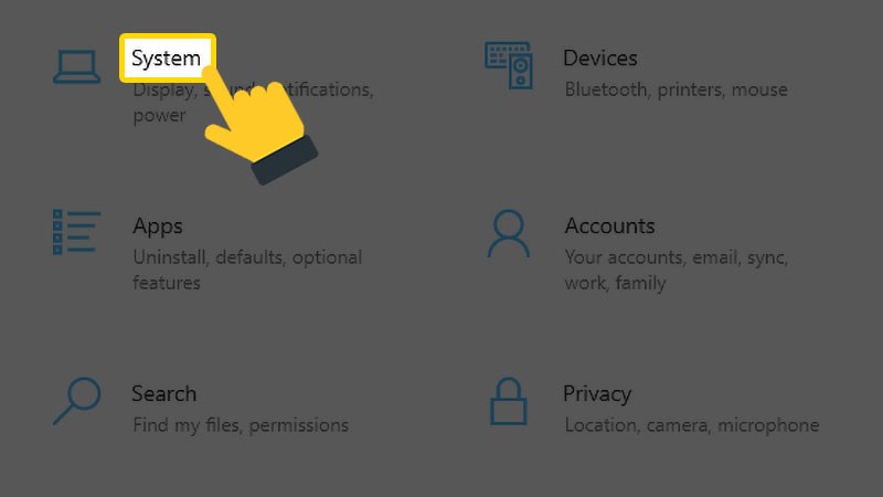 Chọn System Chọn System