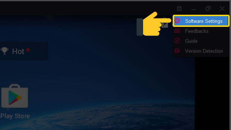 Mở cài đặt phần mềm Mở cài đặt phần mềm