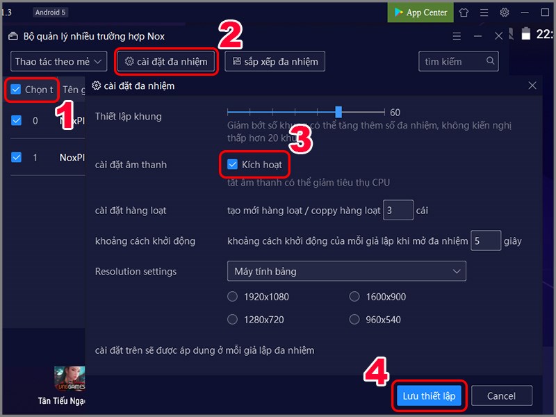K&iacute;ch hoạt c&agrave;i đặt &acirc;m thanh