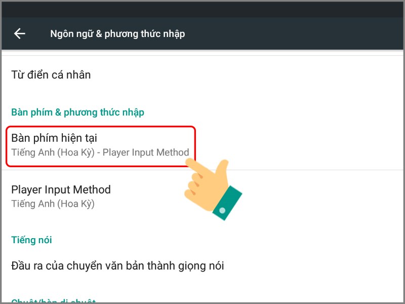 Chọn B&agrave;n ph&iacute;m hiện tại