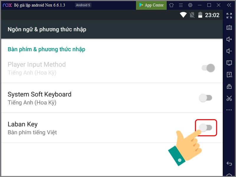 Bật bộ g&otilde; Tiếng Việt