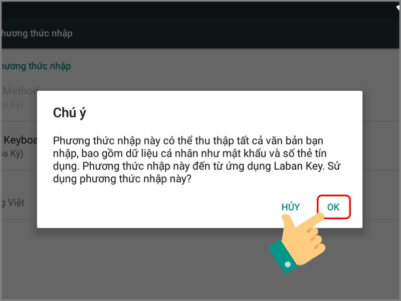 Nhấn OK để x&aacute;c nhận