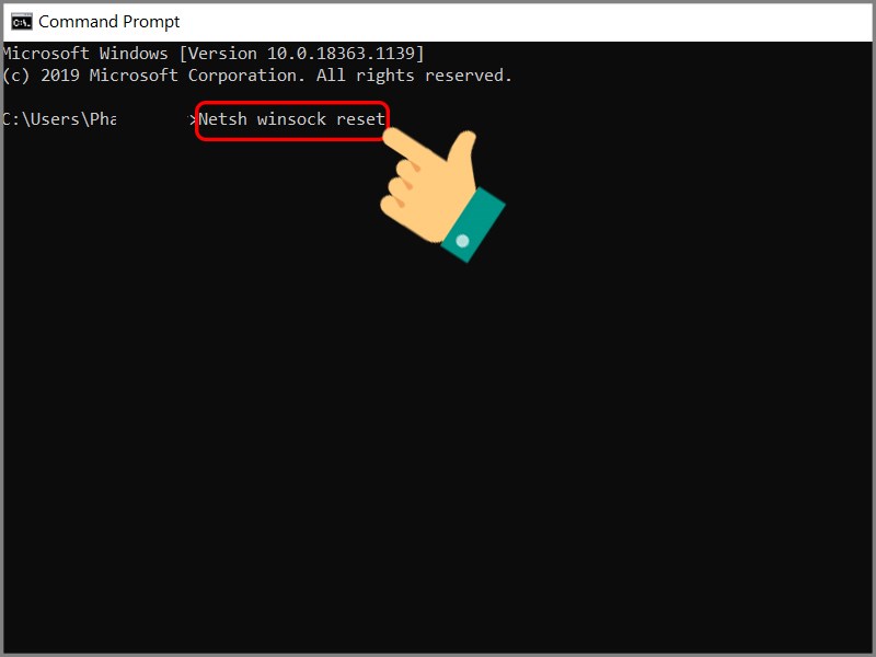 G&otilde; lệnh Netsh winsock reset