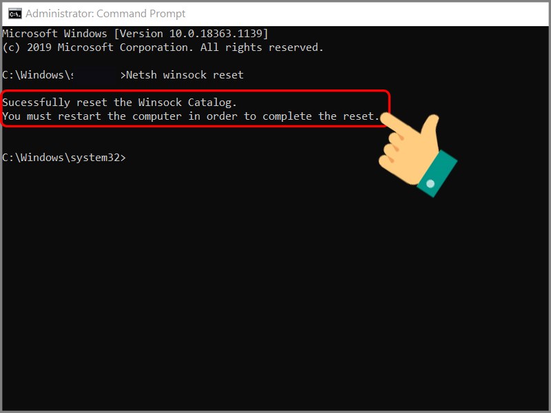C&oacute; kết quả như ảnh th&igrave; khởi động lại m&aacute;y t&iacute;nh