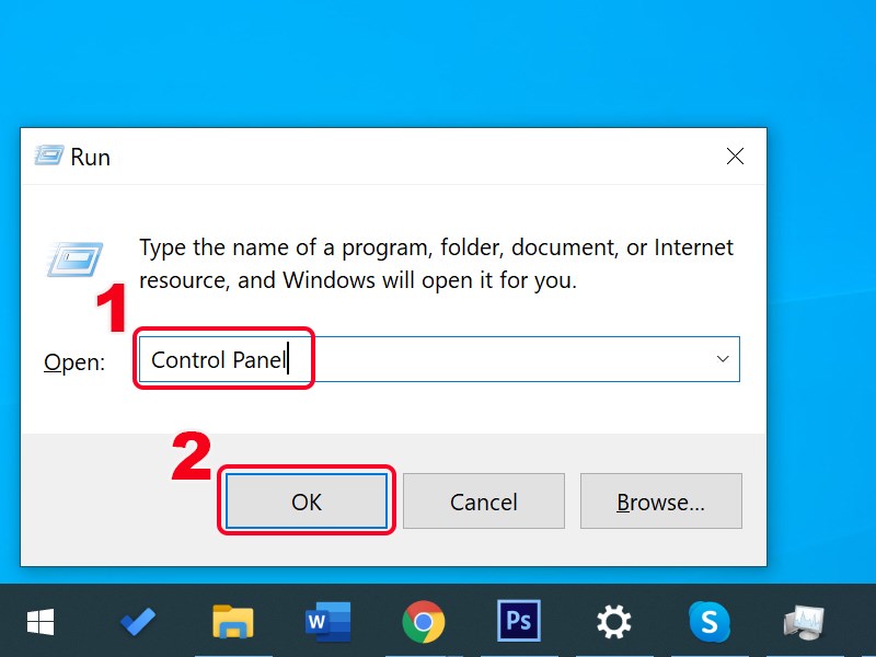 Mở Control Panel 
