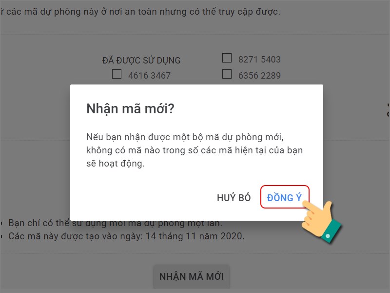 Nhấn đồng ý để xác nhận thao tác