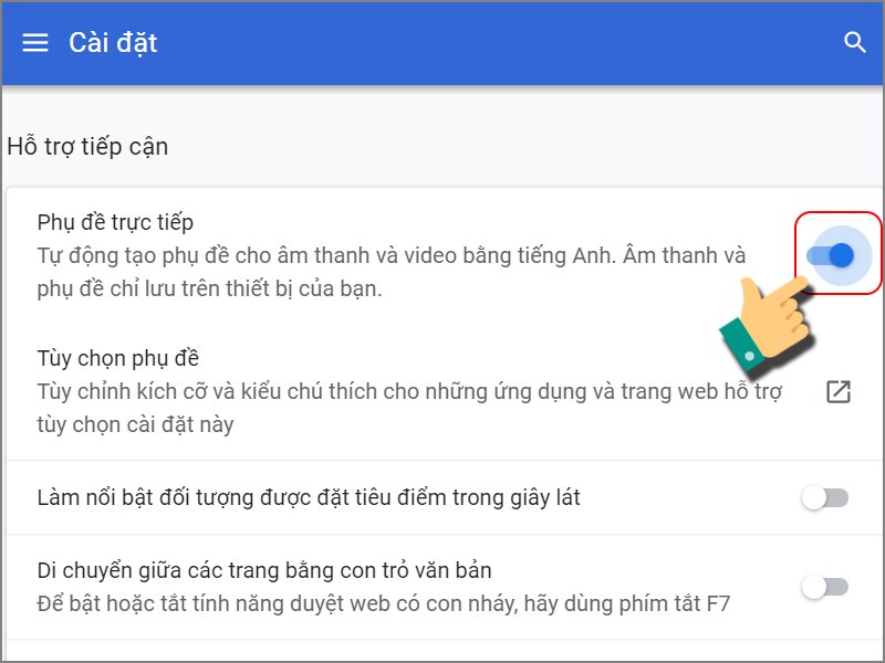 Bật tạo phụ đề