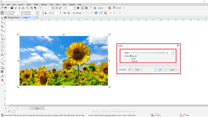 Điều chỉnh thanh Radius để l&agrave;m mờ viền ảnh theo nhu cầu
