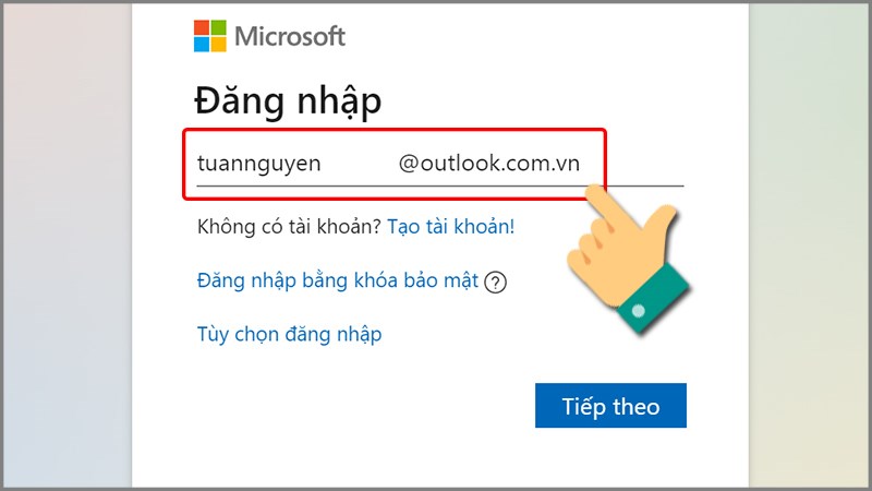 Nhập tài khoản Outlook