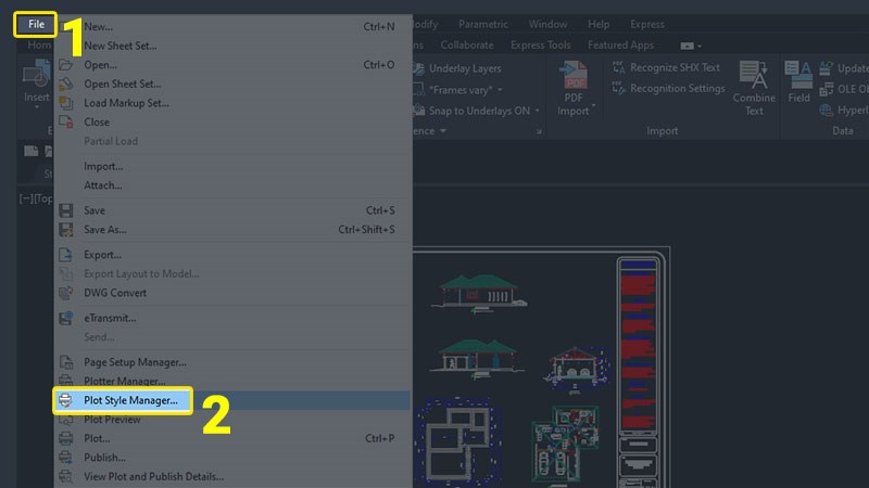 Chọn Plot Style Manager để vào thư mục Plot style