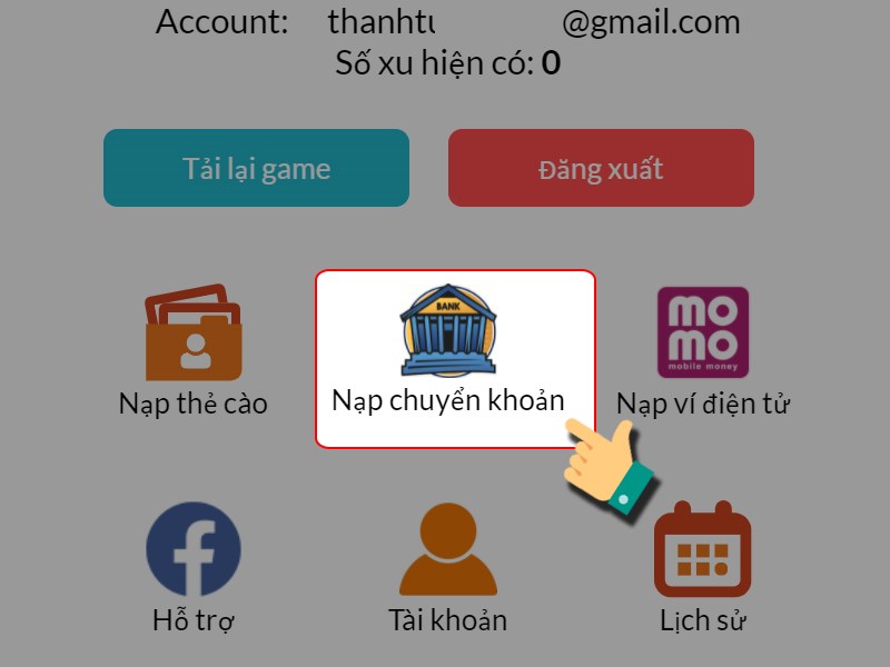 Nạp bằng chuyển khoản 