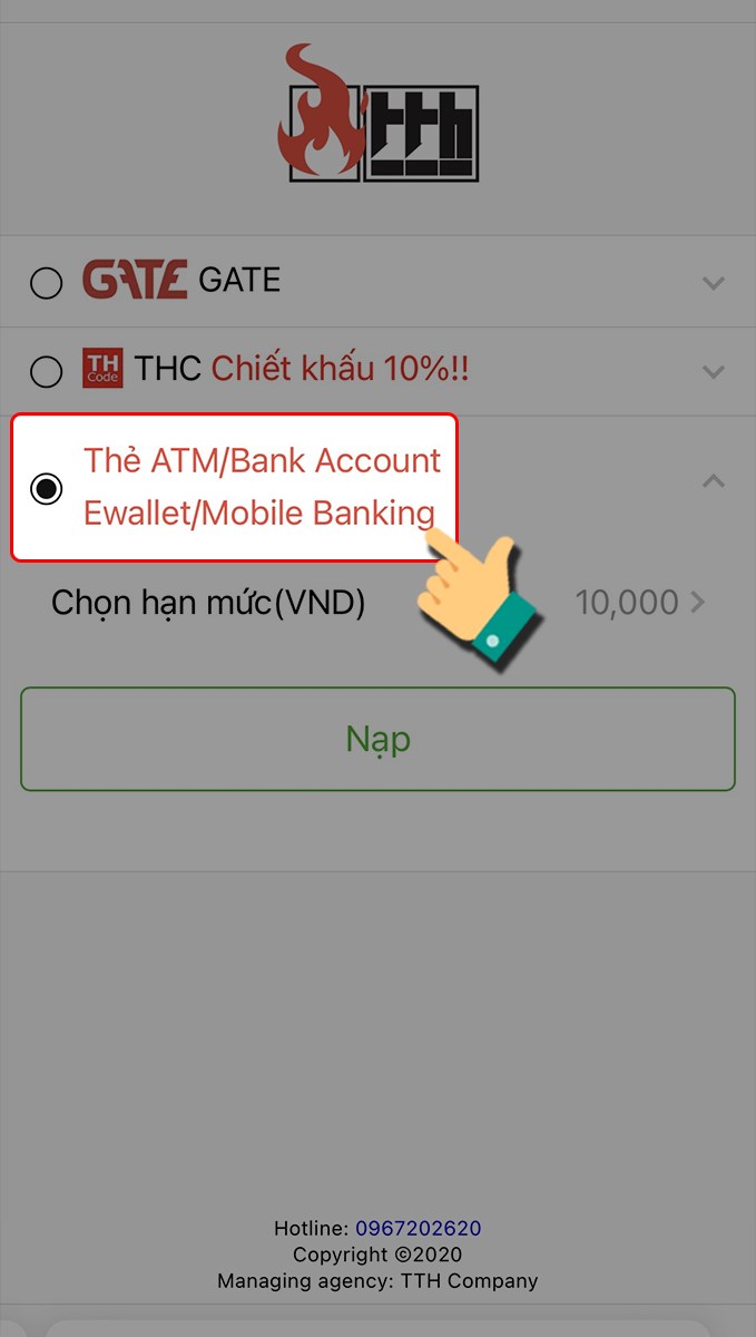 Thanh toán bằng ATM/Bank Account 