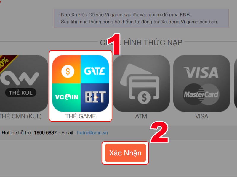 Thanh toán bằng thẻ game Thanh toán bằng thẻ game