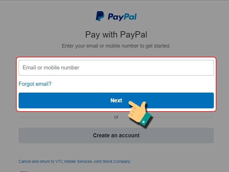 Đăng nhập tài khoản PayPal và thanh toán