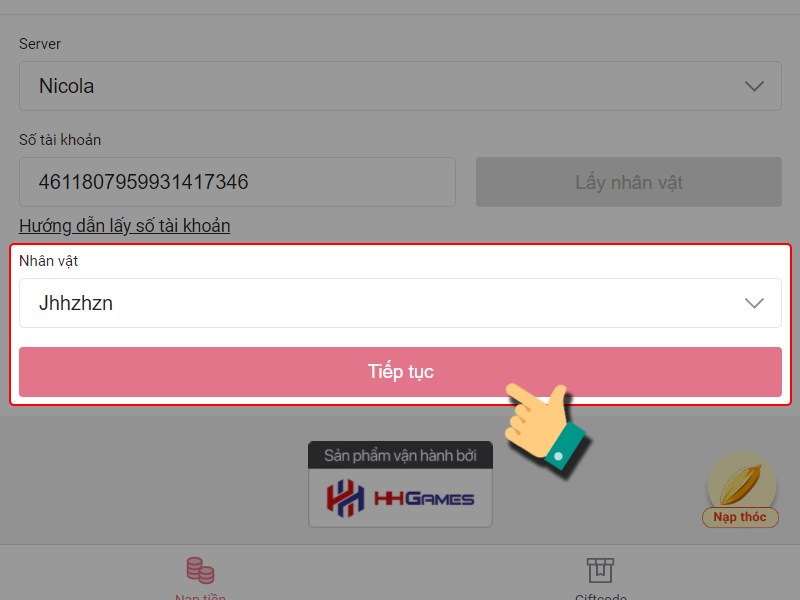 Chọn nh&acirc;n vật