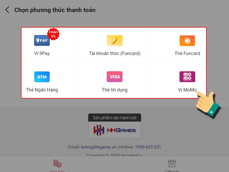 Chọn phương thức thanh to&aacute;n
