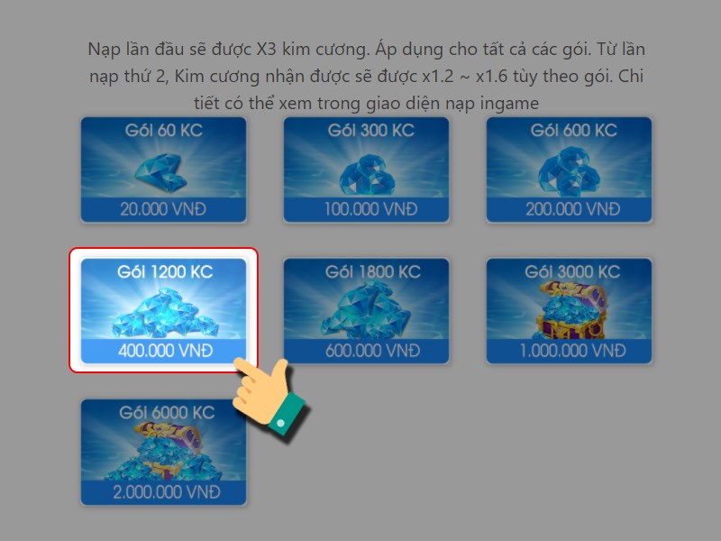 Chọn g&oacute;i nạp