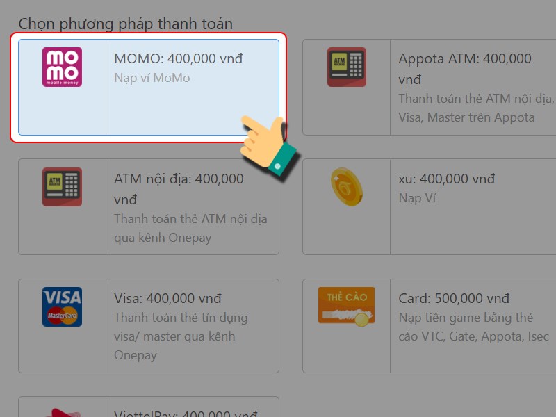 Chọn phương thức thanh to&aacute;n 