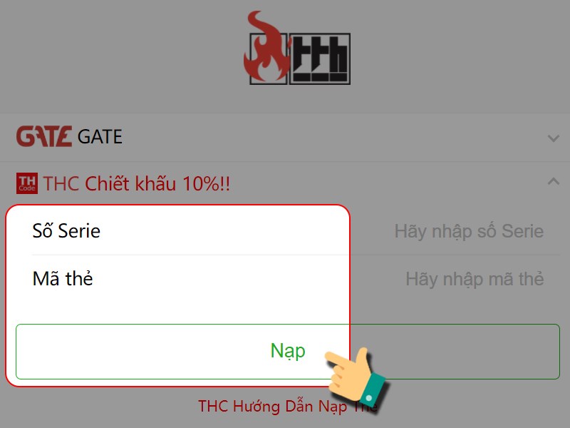 Điền mã thẻ Điền mã thẻ