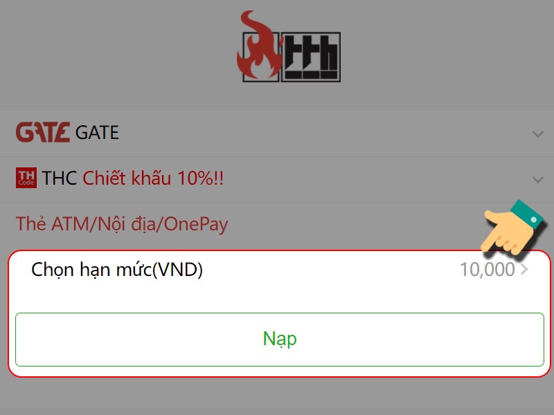 Chọn gói nạp Chọn gói nạp