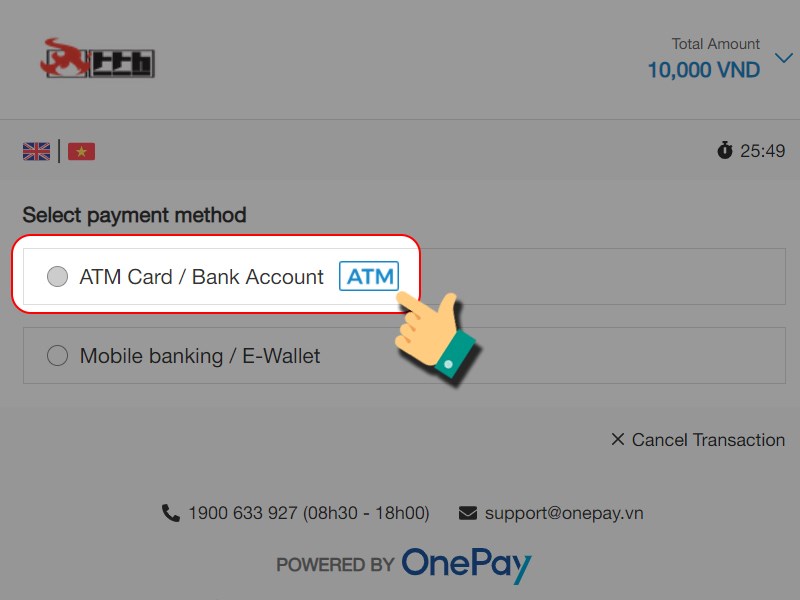 Chọn hình thức thanh toán Chọn hình thức thanh toán