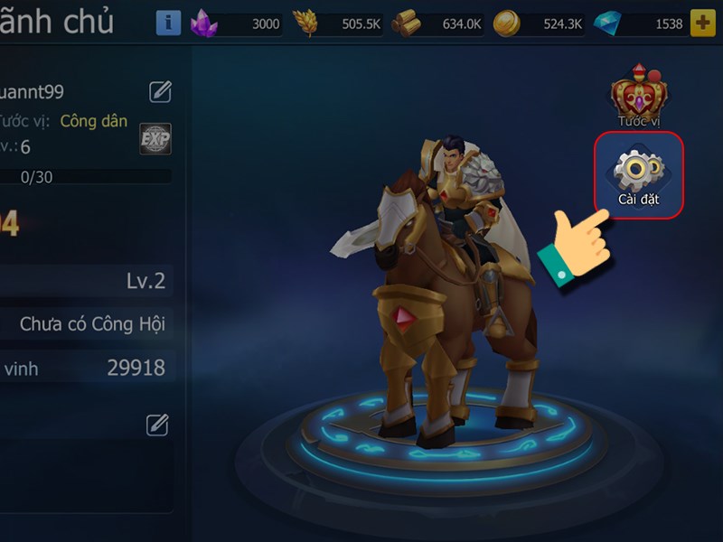 Vào cài đặt Vào cài đặt