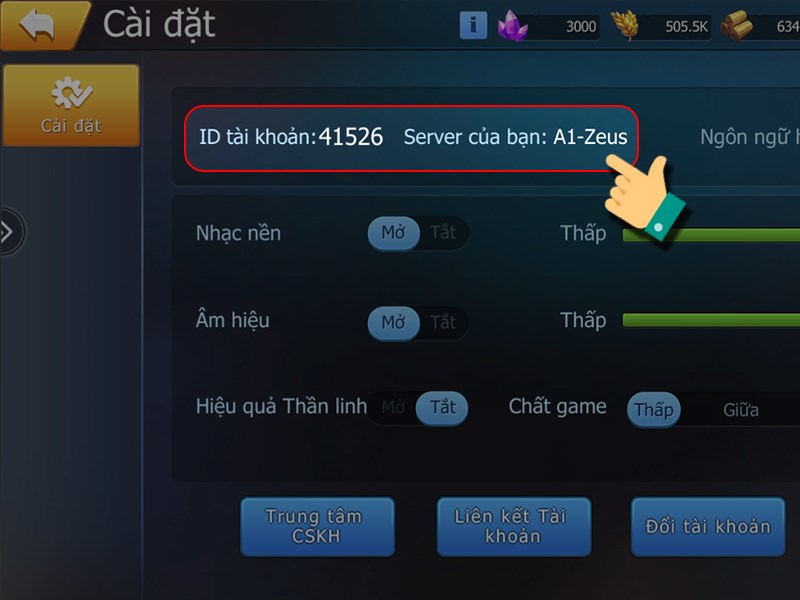 Chọn ID tài khoản Chọn ID tài khoản