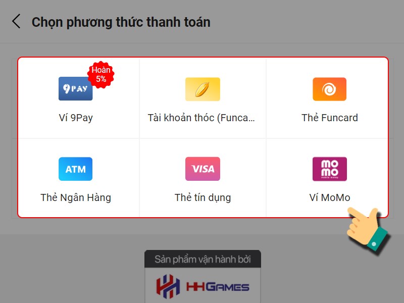 Chọn phương thức thanh to&aacute;n
