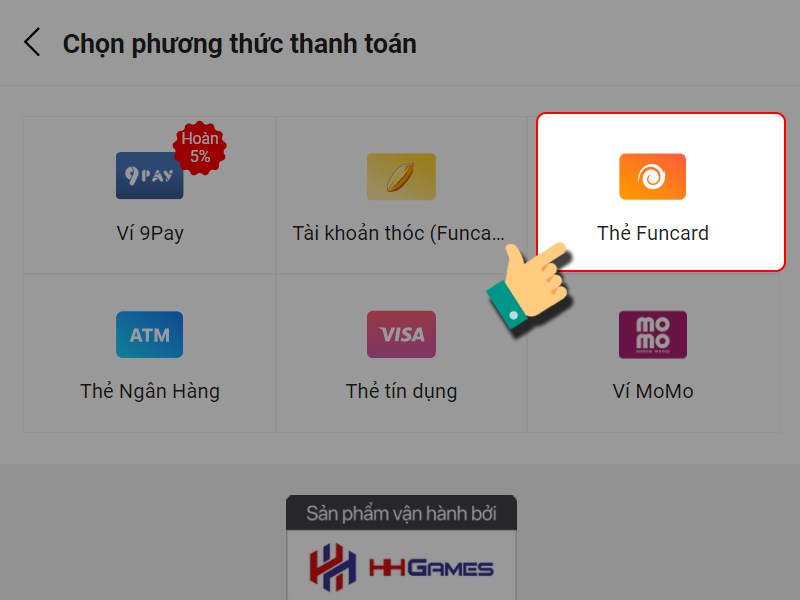 Nạp bằng thẻ Funcard