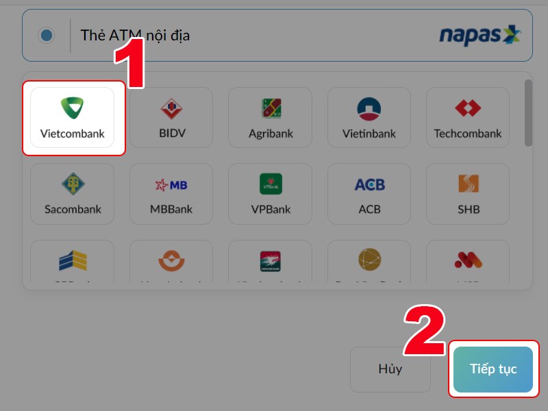 Chọn ng&acirc;n h&agrave;ng bạn sử dụng