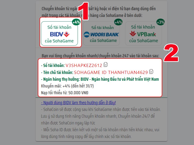 Chuyển khoản thông tin sau Chuyển khoản thông tin sau