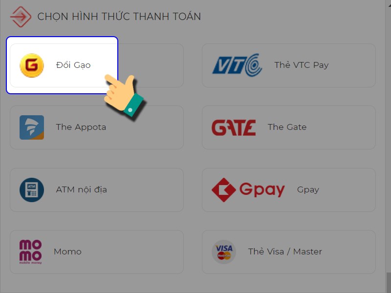 Thanh to&aacute;n bằng Gạo