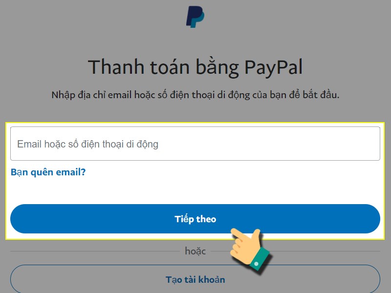 Đăng nhập tài khoản Paypal