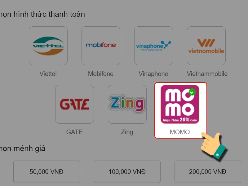 Chọn ví MoMo