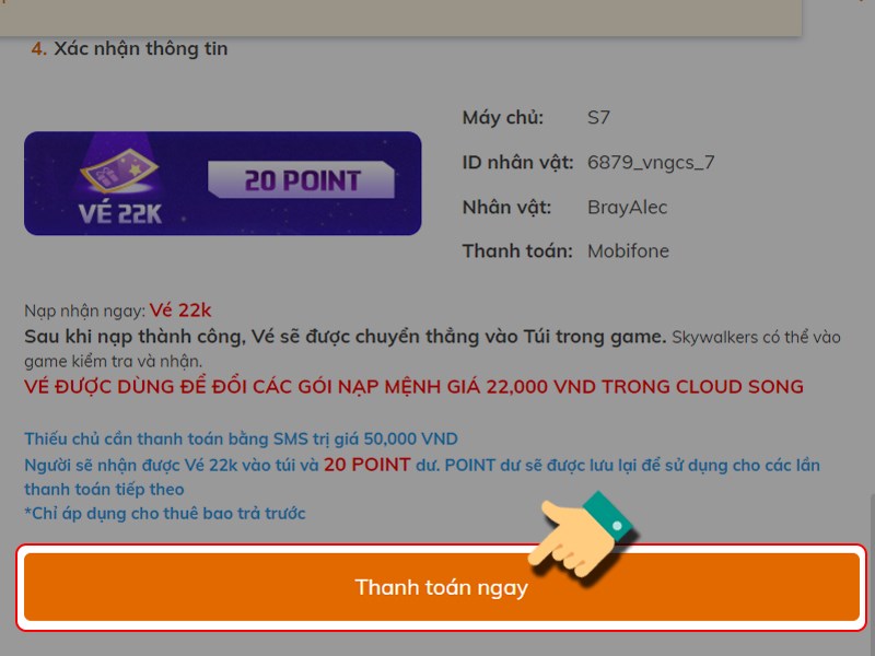 Nhấn Thanh to&aacute;n ngay 