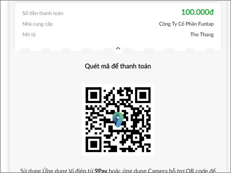 Mở v&iacute; 9Pay v&agrave; qu&eacute;t m&atilde; QR để thanh to&aacute;n