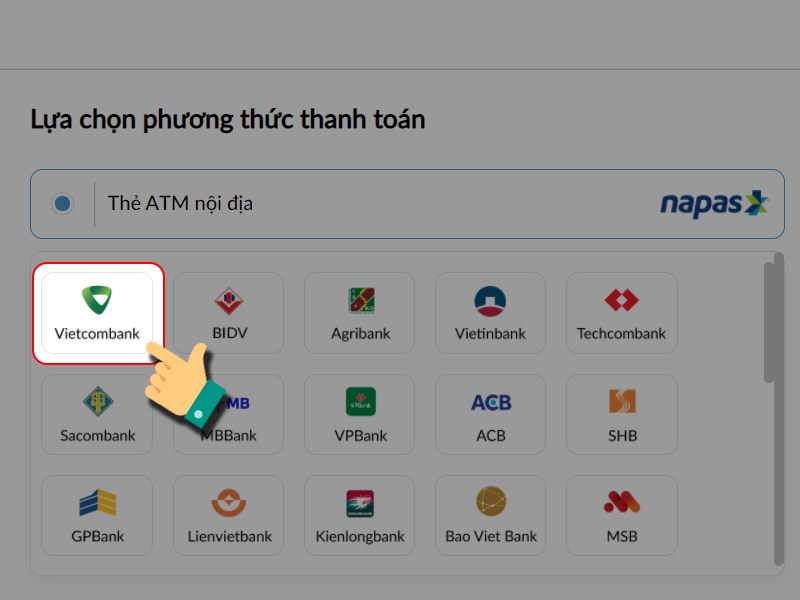 Chọn ng&acirc;n h&agrave;ng bạn đang sử dụng