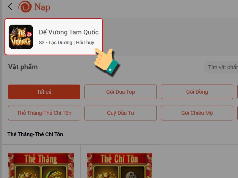 Chọn nh&acirc;n vật trong game