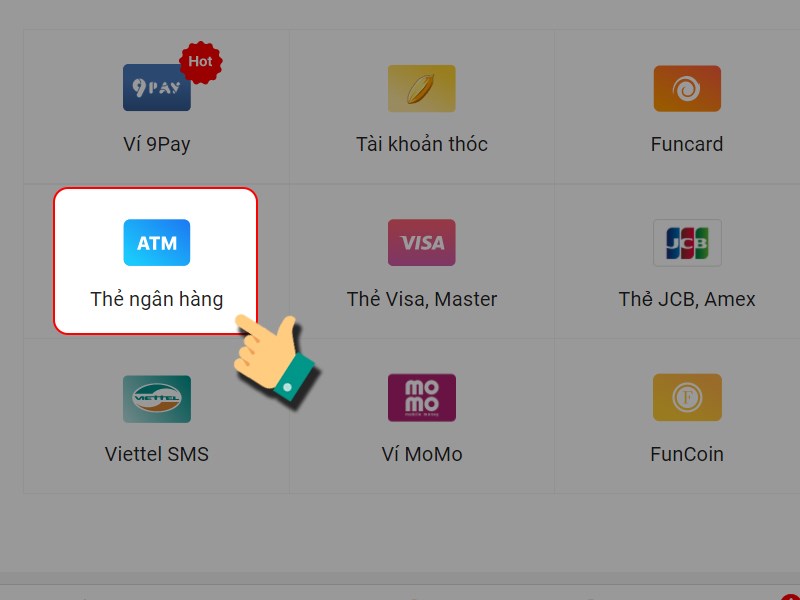 Chọn thẻ ngân hàng