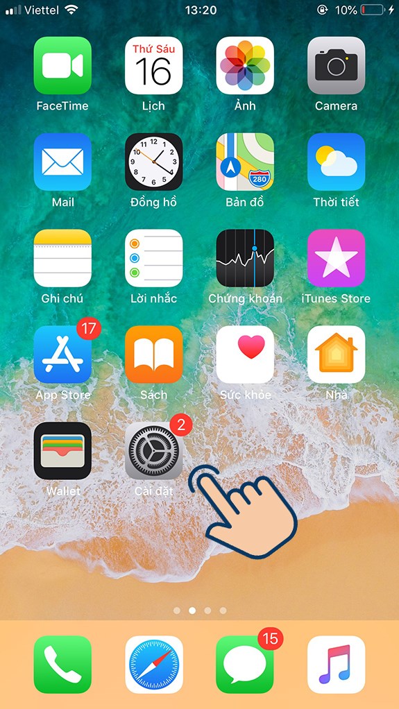 Đầu tiên bạn hãy vào Cài đặt. Đầu tiên bạn hãy vào Cài đặt.