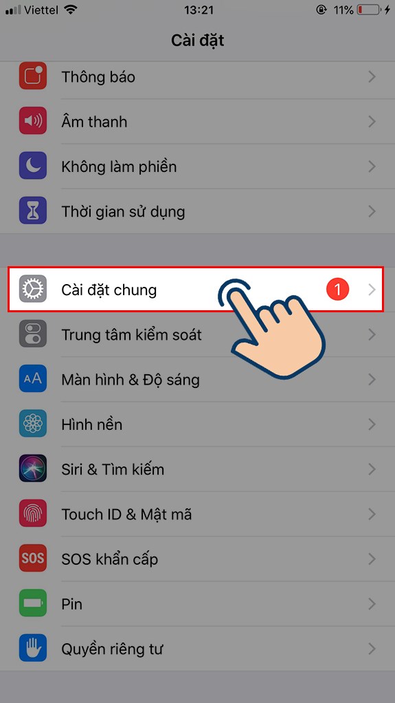 Tiếp theo chọn vào Cài đặt chung. Tiếp theo chọn vào Cài đặt chung.