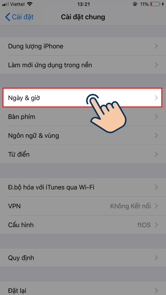 Sau đó chọn vào Ngày & giờ. Sau đó chọn vào Ngày & giờ.