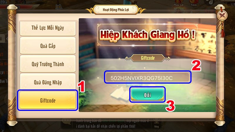 Đổi code nhận quà dễ dàng