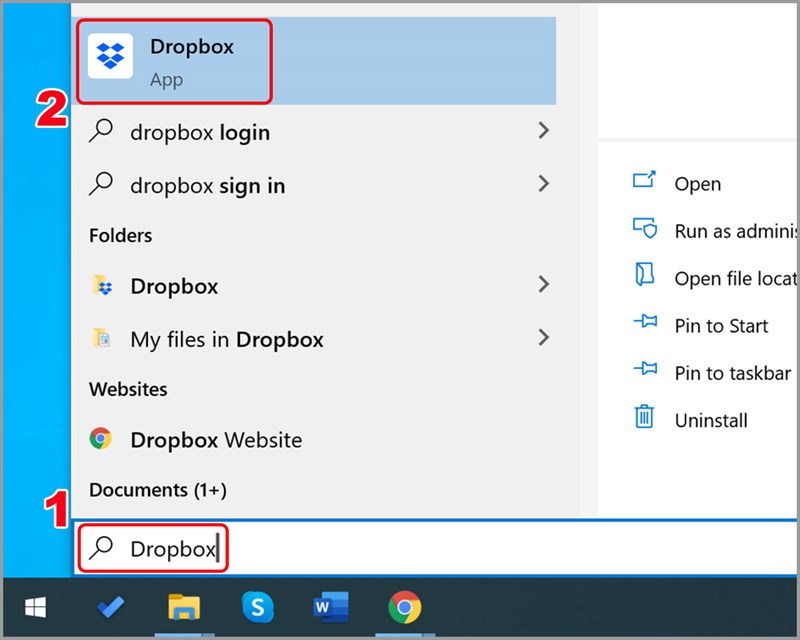 Mở Dropbox trên máy tính