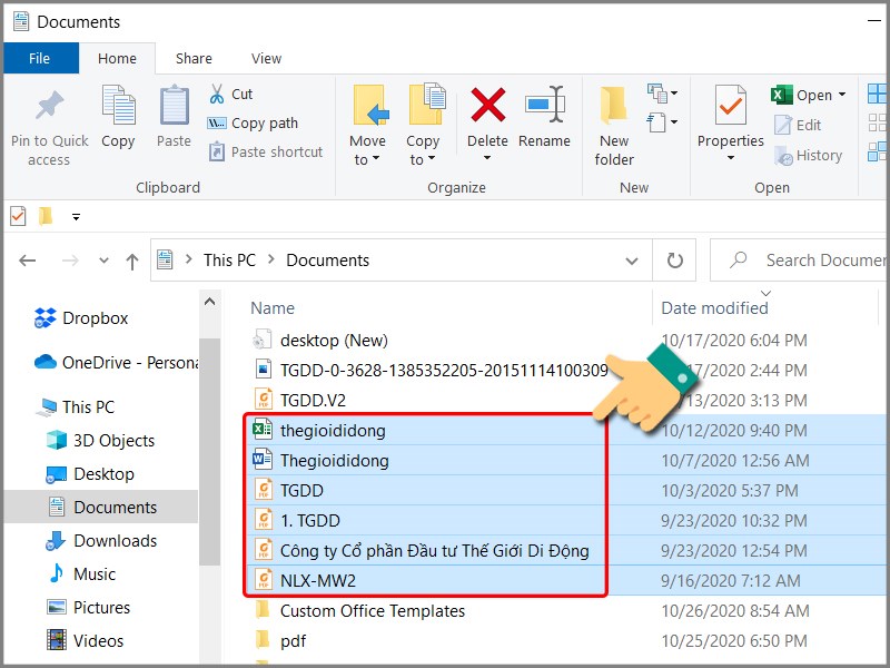 Copy file, tệp muốn tải lên OneDrive