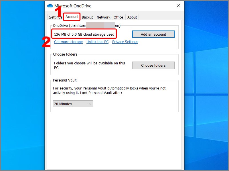 Dung lượng OneDrive trên máy tính