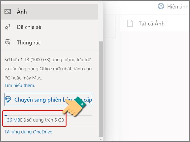 Kiểm tra dung lượng OneDrive trên web