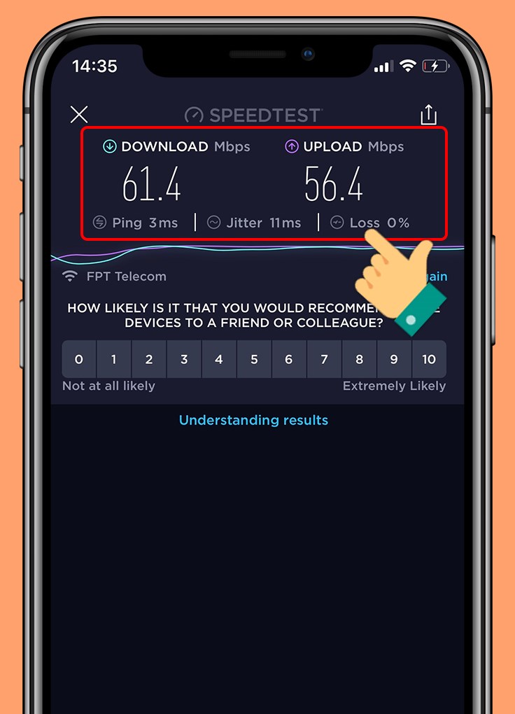 Đọc kết quả đo tốc độ mạng Speedtest